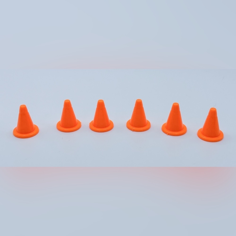 Mini Orange Safety Zone Cone Toys Set Of 6 Dollhouse Action Play Crafts